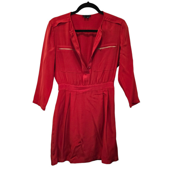 Theory Brunella stretch silk red dress size 2 - Picture 2 of 8